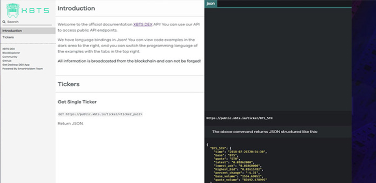 XBTS DEX PUBLIC API RELEASE
